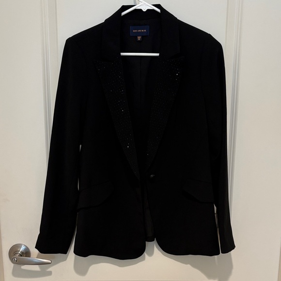 Women's Black Blazer with Sparkle Detail - Picture 1 of 10